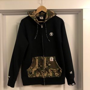 AAPE black camo zip up hoodie